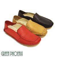 GREEN PHOENIX 素面套入式臘感牛皮平底休閒鞋U8-26302