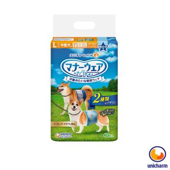 Unicharm 日本消臭大師 禮貌帶男用-中型犬L 40片 X 1包
