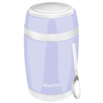 【MoliFun魔力坊】不鏽鋼真空保鮮保溫燜燒食物罐550ml淡雅紫