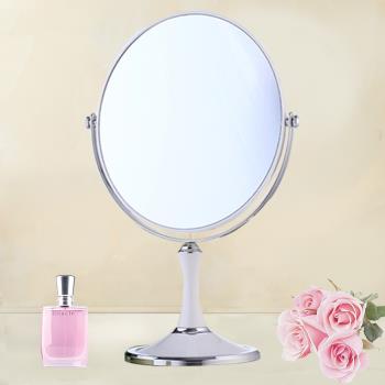【幸福揚邑】8吋超大歐式時尚梳妝美容化妝放大雙面桌鏡橢圓鏡-純白