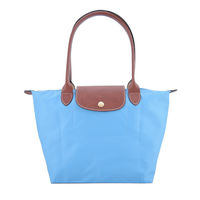 LONGCHAMP Le-Pliage 長把小型尼龍手提包(水藍)