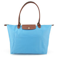 LONGCHAMP Le-Pliage 長把中型尼龍手提包(水藍)