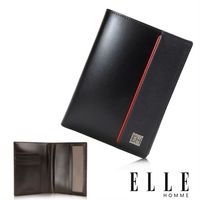 【ELLE HOMME】法式 護照中夾 嚴選義大利頭層牛皮(黑 EL81967-02)