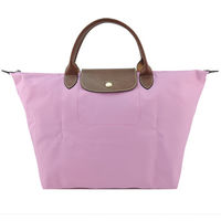 LONGCHAMP Le Pliage 短把摺疊水餃包(中/粉紅)
