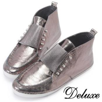 【Deluxe】簡約鉚釘時尚休閒低筒鞋(灰色)-2630-3B