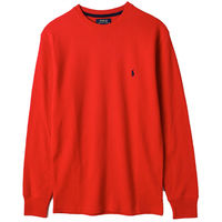 Ralph Lauren男士居家圓領細格長袖上衣 紅(S-XL)