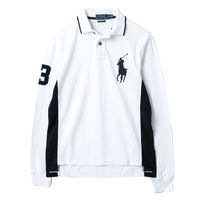 Ralph Lauren 男款大馬標長袖POLO衫修身版-白(S-XL)