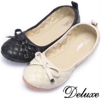 【Deluxe】輕便可愛格紋平底口袋鞋(杏.黑)-2699-2