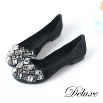 【Deluxe】大方寶晶點綴水鑽包頭平底鞋(黑)-282-19