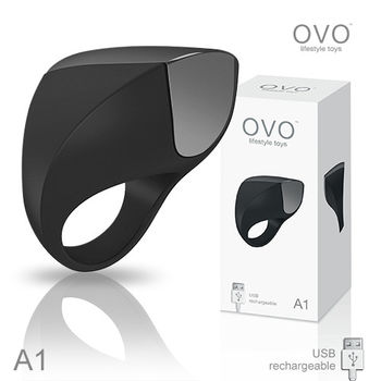 德國OVO A1 時尚男性 矽膠靜音時尚震動環 充電式 黑