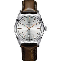 Hamilton CLASSIC 紳士大三針機械腕錶-銀x棕/42mm H42415551