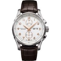 Hamilton JAZZMASTER 時尚達人計時機械腕錶-白x咖啡/42mm H32766513