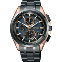 CITIZEN 鈦 光動能電波計時錶-鍍黑x玫瑰金/43mm AT8044-64E