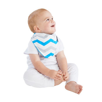 【Mum 2 Mum】雙面時尚造型口水巾圍兜-條紋藍