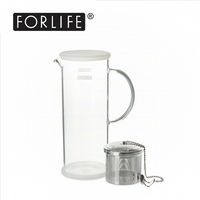 【美國FORLIFE】沁涼玻璃果茶壺(附濾壺)1420 ml - 簡約白(四色可選)