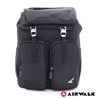 【美國 AIRWALK】大裝備 防潑水尼龍雙扣鬆緊後背包 - 黑
