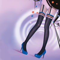 【摩達客】英國進口【Pretty Polly】彩環高筒造型印花彈性褲襪