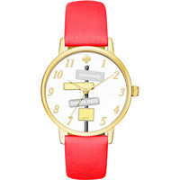 Kate Spade Merto 沒時間問路腕錶-金框x桃紅/34mm KSW1127