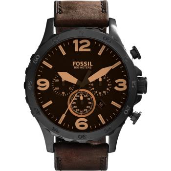FOSSIL Nate 世紀戰神三眼計時腕錶-咖啡/50mm JR1487