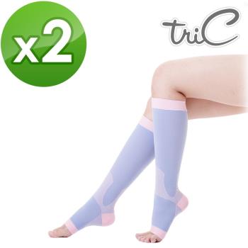 【Tric】台灣製造 睡眠機能 美腿露趾中統小腿襪 2雙