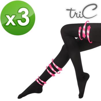 【Tric】台灣製造 280Den 黑色包趾 壓力褲襪 三雙