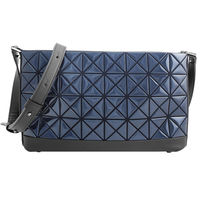 【ISSEY MIYAKE 三宅一生】BAOBAO 4x8 鏡面方格拼接皮斜背包(深藍)