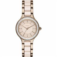 DKNY Ceramic 優雅陶瓷腕錶-杏色x玫瑰金/30mm NY2467