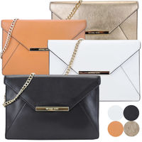 MICHAEL KORS LANA 金LOGO牛皮信封晚宴/肩背包(多色選)