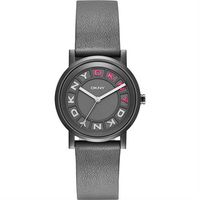 DKNY 紐約派對都會腕錶-灰黑x桃紅/34mm NY2390