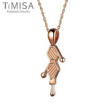 【TiMISA】甜蜜的家-玫瑰金 純鈦項鍊(SSB)