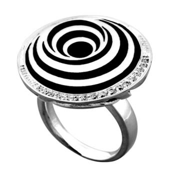 【Jewelrywood】純銀黑白條紋手繪釉彩戒指