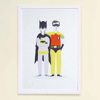 【摩達客】西班牙知名插畫家Judy Kaufmann藝術創作海報掛畫裝飾畫-蝙蝠俠 (附Judy本人簽名)(含木框)