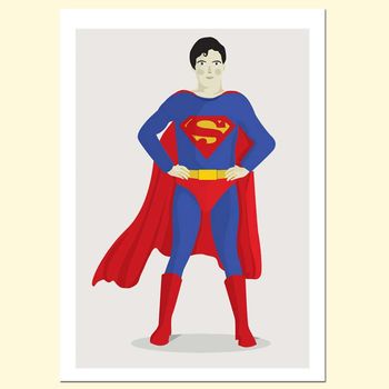 【摩達客】西班牙知名插畫家Judy Kaufmann藝術創作海報掛畫裝飾畫-超人 (附Judy本人簽名)(含木框)