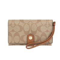COACH 燙金馬車LOGO防刮皮革手掛式兩折長夾/手機包 (共三款)