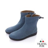 Travel Fox (女) 自在 反毛皮素色短靴-湖藍