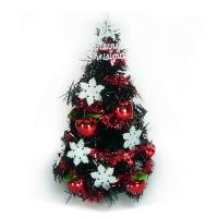 台灣製迷你1呎/1尺 (30cm)雪花紅果裝飾黑色聖誕樹