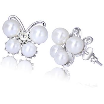 【I.Dear Jewelry】 珍珠蝴蝶-正白K-精緻海洋淡造型珠蝴蝶耳環(現貨)