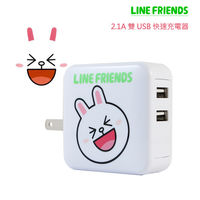 Line Friends 兔兔USB雙孔輸入充電變壓器