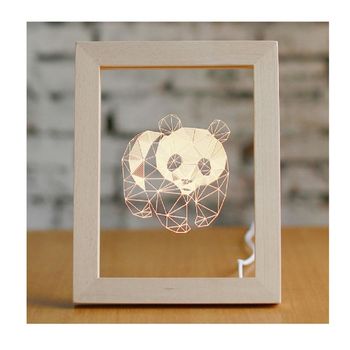 LED USB創意熊貓相框燈