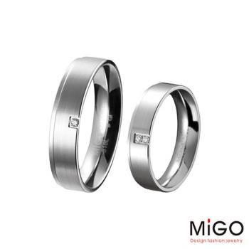 MiGO 承諾Promise鑽石/白鋼成對戒指