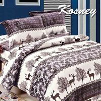 【KOSNEY】雪國花鹿 頂級法蘭絨特大四件式兩用被套床包組