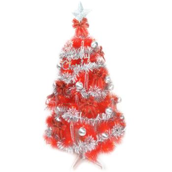 摩達客耶誕★台灣製4尺(120cm)特級紅色松針葉聖誕樹 (銀紅色系配件)(不含燈) (本島免運費)