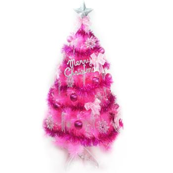 摩達客耶誕-台灣製6尺(180cm)特級粉紅色松針葉聖誕樹 (銀紫色系配件)(不含燈) (本島免運費)