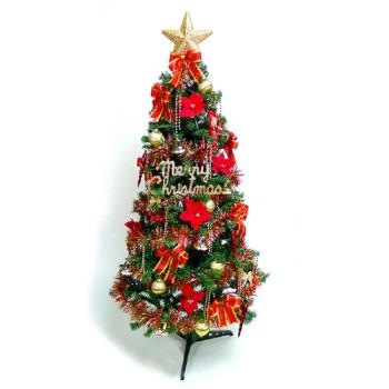 摩達客耶誕-幸福6尺/6呎(180cm)一般型裝飾綠聖誕樹 (+紅金色系配件組)(不含燈)(本島免運費)