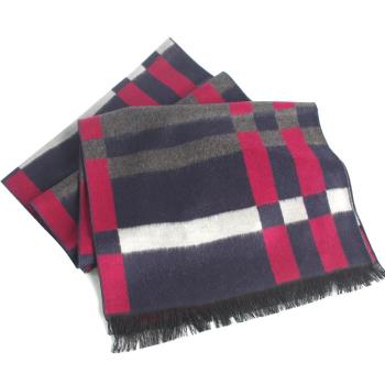 經典時尚100%蠶絲保暖圍巾(棗紅灰條紋)