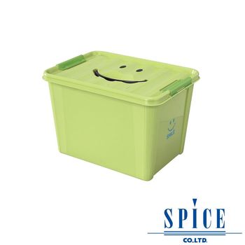 SPICE KIDS馬卡龍附蓋微笑整理箱收納箱綠色 L