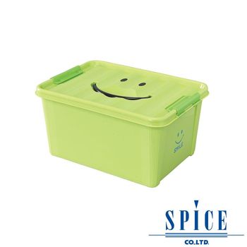 SPICE KIDS馬卡龍附蓋微笑整理箱收納箱綠色M