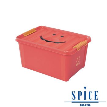 SPICE KIDS馬卡龍附蓋微笑整理箱收納箱紅色M
