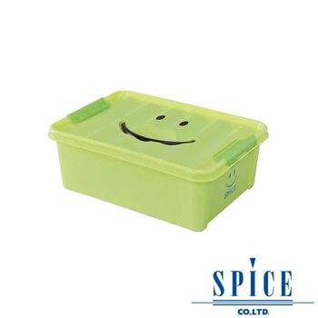 SPICE KIDS馬卡龍附蓋微笑整理箱收納箱綠色S