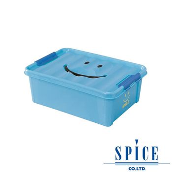 SPICE KIDS馬卡龍附蓋微笑整理箱收納箱藍色S